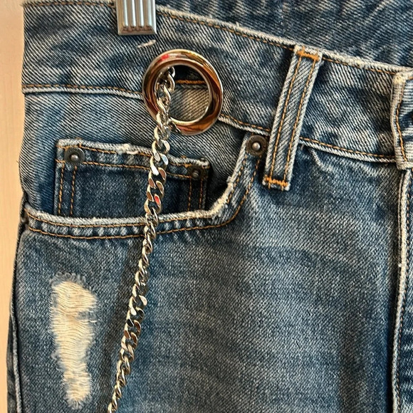 Carmar Denim Women’s (25) High Waist Distressed Chain Straight Leg Jeans - Picture 5 of 7